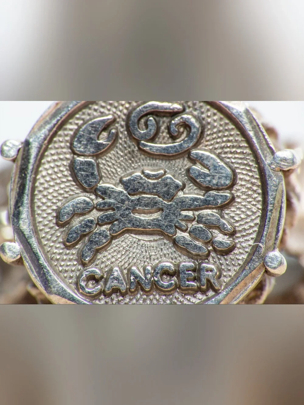 Sterling Silver Cancer Zodiac Signet Ring - Silver